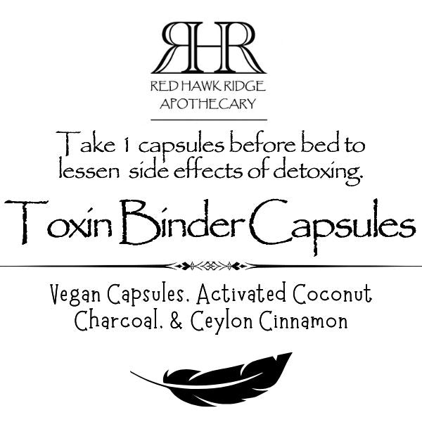 Toxin Binder Capsules label with text and logo.